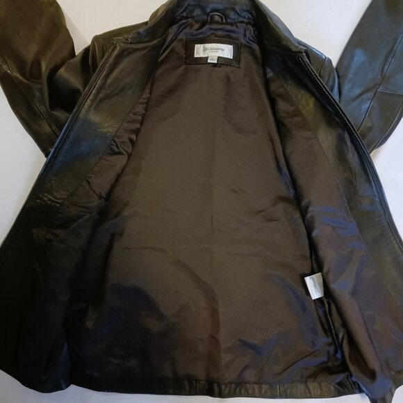 Women's Size Large Liz Claiborne Leather Dark Brown Jacket - Picture 4 of 10